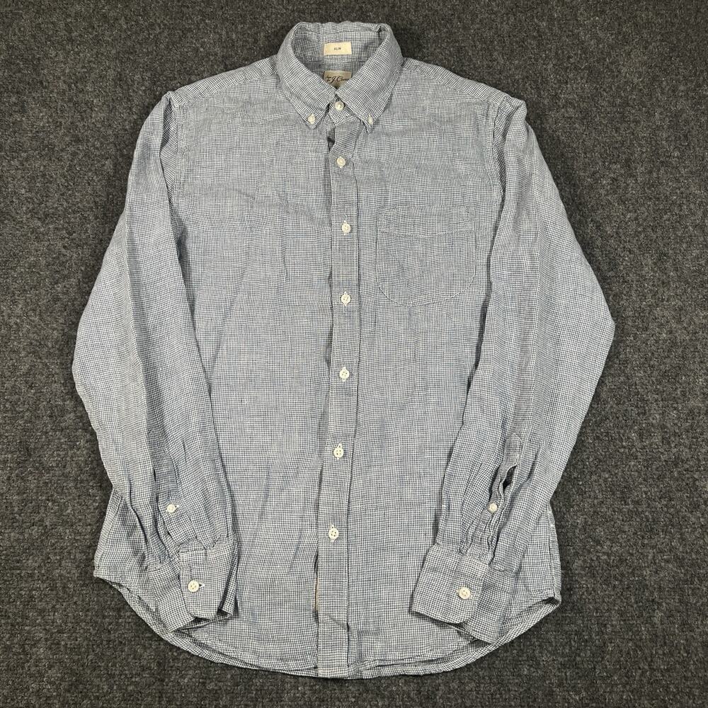 J.Crew Baird McNutt 100% Irish Linen Shirt Men's Small Blue Button Down Slim